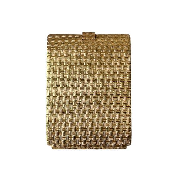 60s Max Factor Regency Golden Weave Compact | Rhinestone Clasp | Creme Puff - Picture 8 of 11